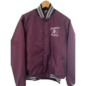 Vintage Varsity Jacket Men’s LG Burgundy Retro Satin Quilted Bomber Coat USA